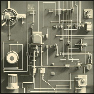 Cinematurn style, Midjourney V6.1: technical infrastructure blueprint schematics