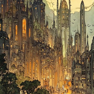Kintsurveillance style, Midjourney V6.1: megacity with futuristic bioarchitecture