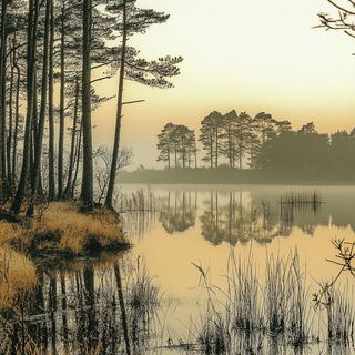 Kintsurveillance style, Midjourney V6.1: realistic landscape photograph of quiet dawn