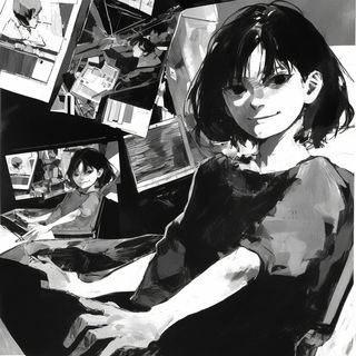 Autumn Pattern Engine style, Midjourney V6.1: black-and-white manga comic strip