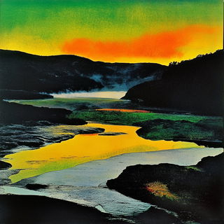 Autumn Pattern Engine style, Midjourney V6.1: realistic landscape photograph of quiet dawn