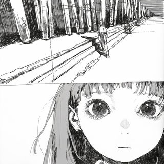 Pastel Phyllocubism style, Midjourney V6.1: black-and-white manga comic strip