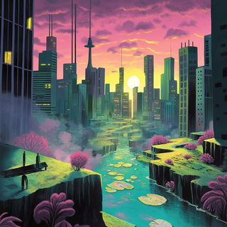 Cloakscarcity style, Midjourney V6.1: megacity with futuristic bioarchitecture