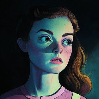 Cloakscarcity style, Midjourney V6.1: photographic portrait of female protagonist