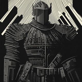 Cobaltrail style, Midjourney V6.1: concept art character design of retropunk steam knight