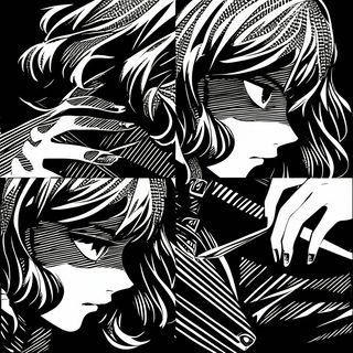 Cobaltrail style, Midjourney V6.1: black-and-white manga comic strip