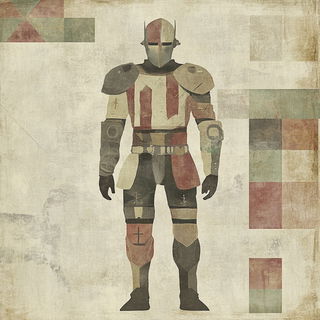 Brushwave Folklorics style, Midjourney V6.1: concept art character design of retropunk steam knight