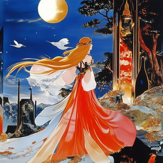 Chromacastellation style, Midjourney V6.1: retro fairy-tale illustration