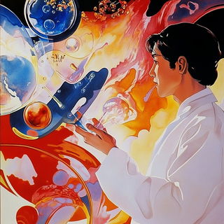 Chromacastellation style, Midjourney V6.1: editorial illustration for popular scientific magazine cover