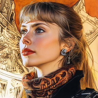 Carbon Copy Colossi style, Midjourney V6.1: photographic portrait of female protagonist