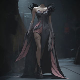 Violet Shoreline Minimalism style, Midjourney V6.1: haute-couture fashion outfit