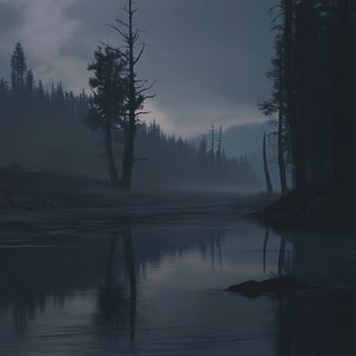 Violet Shoreline Minimalism style, Midjourney V6.1: realistic landscape photograph of quiet dawn