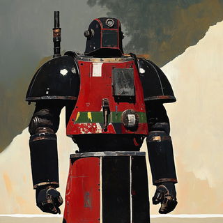 Ornamentaleon style, Midjourney V6.1: concept art character design of retropunk steam knight