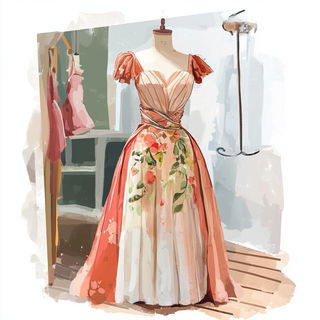 Redblock Chiaroscuro style, Midjourney V6.1: haute-couture fashion outfit