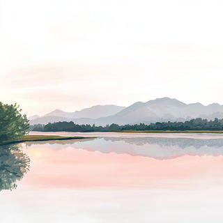 Redblock Chiaroscuro style, Midjourney V6.1: realistic landscape photograph of quiet dawn