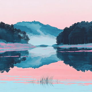 Velqara style, Midjourney V6.1: realistic landscape photograph of quiet dawn