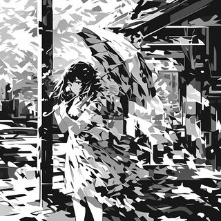 Gearshift Prismaticism style, Midjourney V6.1: black-and-white manga comic strip