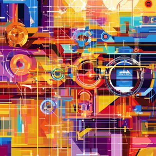Gearshift Prismaticism style, Midjourney V6.1: technical infrastructure blueprint schematics