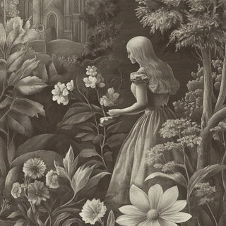 Frostcut Silhouette style, Midjourney V6.1: retro fairy-tale illustration