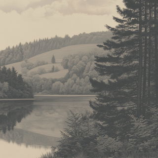 Frostcut Silhouette style, Midjourney V6.1: realistic landscape photograph of quiet dawn