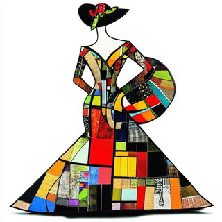 Candlecoal Folklore style, Midjourney V6.1: haute-couture fashion outfit