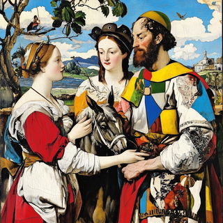 Candlecoal Folklore style, Midjourney V6.1: classical 18th-century oil painting