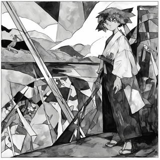 Blockhaven style, Midjourney V6.1: black-and-white manga comic strip