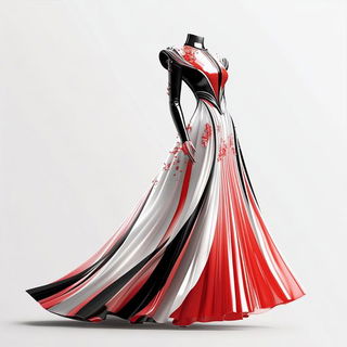 Solvanta style, Midjourney V6.1: haute-couture fashion outfit