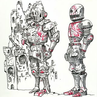 Veyr Iceworks style, Midjourney V6.1: concept art character design of retropunk steam knight