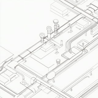 Redwindow Chiaropulp style, Midjourney V6.1: technical infrastructure blueprint schematics