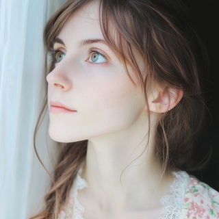 Nymphal Veinworks style, Midjourney V6.1: photographic portrait of female protagonist