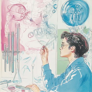 Floraimancy style, Midjourney V6.1: editorial illustration for popular scientific magazine cover