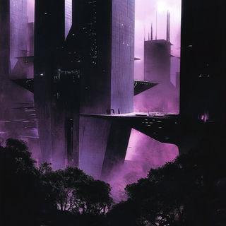 Lanternshore School style, Midjourney V6.1: megacity with futuristic bioarchitecture