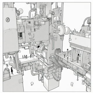 Mosskin Scenic Models style, Midjourney V6.1: black-and-white manga comic strip