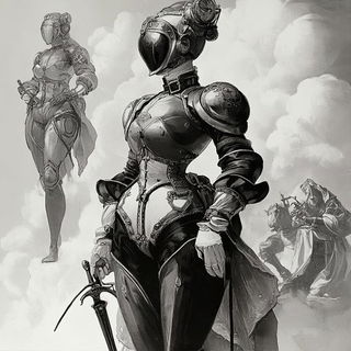 Orbivanta style, Midjourney V6.1: concept art character design of retropunk steam knight