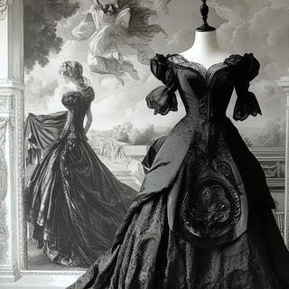 Orbivanta style, Midjourney V6.1: haute-couture fashion outfit
