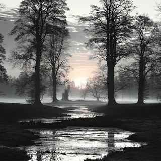 Orbivanta style, Midjourney V6.1: realistic landscape photograph of quiet dawn