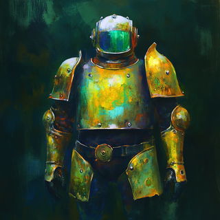Scanotype style, Midjourney V6.1: concept art character design of retropunk steam knight
