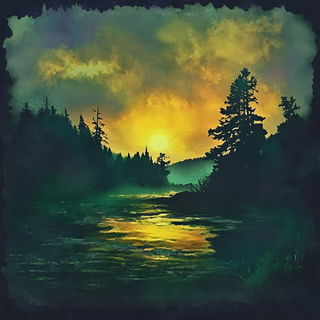 Scanotype style, Midjourney V6.1: realistic landscape photograph of quiet dawn