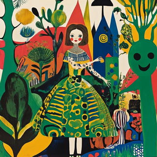 Cyanolith Colossism style, Midjourney V6.1: retro fairy-tale illustration