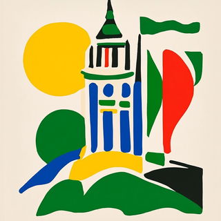 Cyanolith Colossism style, Midjourney V6.1: bold minimalist logo design for Istanbul city municipal services