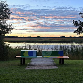 Cyanolith Colossism style, Midjourney V6.1: realistic landscape photograph of quiet dawn