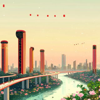 Palaceophony style, Midjourney V6.1: megacity with futuristic bioarchitecture