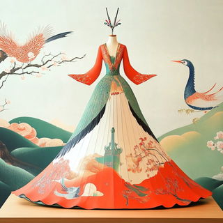 Palaceophony style, Midjourney V6.1: haute-couture fashion outfit