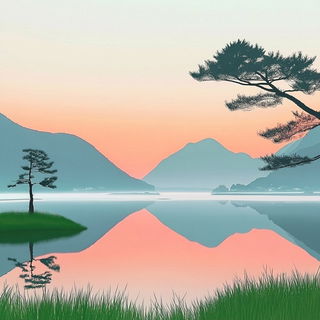 Palaceophony style, Midjourney V6.1: realistic landscape photograph of quiet dawn
