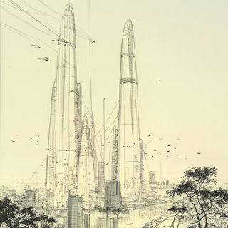 The Survey Of Caldrune style, Midjourney V6.1: megacity with futuristic bioarchitecture
