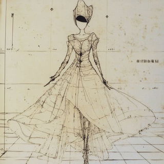 The Survey Of Caldrune style, Midjourney V6.1: haute-couture fashion outfit