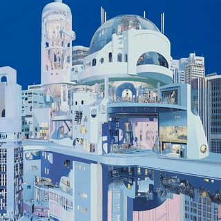 Bluecopy Colossals style, Midjourney V6.1: megacity with futuristic bioarchitecture