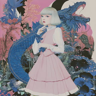 Bluecopy Colossals style, Midjourney V6.1: retro fairy-tale illustration