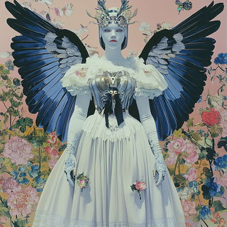 Bluecopy Colossals style, Midjourney V6.1: haute-couture fashion outfit
